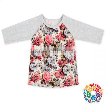 Smocked Children Clothing Wholesale 1/2 Sleeve Floral Raglan Children's T-shirts photo-3