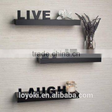 Laminate 'Live, Love, Laugh' Inspirational Wall Shelves Set of 3 wall decor floating shelf