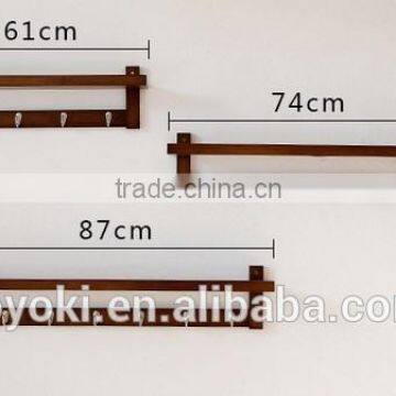 Entryway Wall Shelf With Metal Hooks Eco-friendly Bamboo Coat Rack photo-4