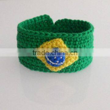 2017 Hot new bestselling product wholesale alibaba Brazil flag crochet bracelet in green and yellow made in China