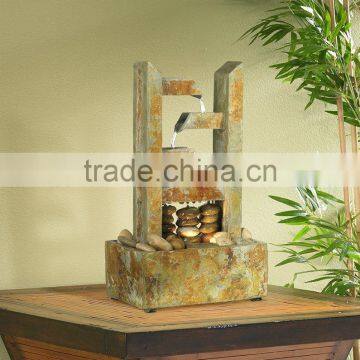 Zigzag Natural Slate Lighted Table Fountain photo-3