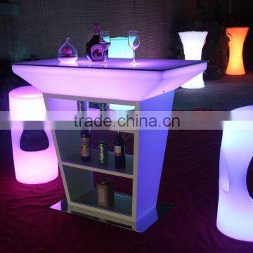 led illuminated home bar counter with stainless steel shelf