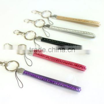 Promotion Gift PU Crystal Gem Lanyard, Swivel Snap Hooks, Key ring accembly, Acrylic Gem Key chain