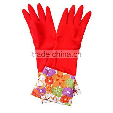 Household Dish Cleaning Colorful Long Protective Latex Gloves,warm Fleece-lined Latex Gloves photo-2