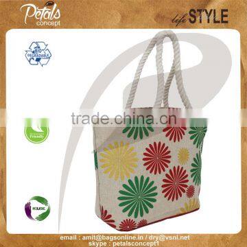 PP Laminated Juco Fabric Beach Bag With Twisted Rope Handle photo-2