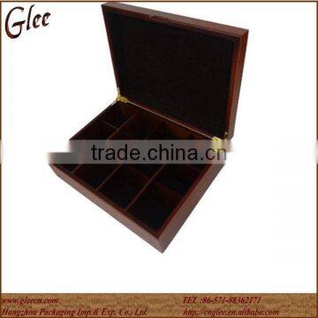 MDF Natural Wooden Tea Tin Box With 12 Compartments photo-2