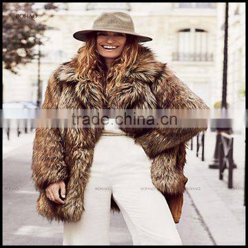 European style winter brown designer brand name fur winter coat