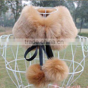 Faux Fox Fur Cape Collar Faux Ball Scarf Muffler Scarf Multicolor