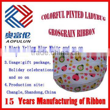 Colorful Celebrate Festivals Printed Ladybug Grosgrain Ribbon