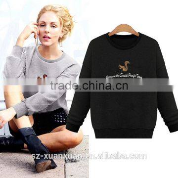 Latest Gray Short Pullover O-neck Hoody With Printing for Women photo-2