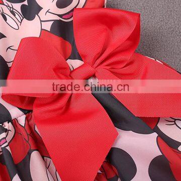 YAKUYIYI Girl's Red Cartoon Print Bow A-Line Dress for Sale photo-4