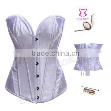 Women White Steel Boned Corselet For Women Body Shaper