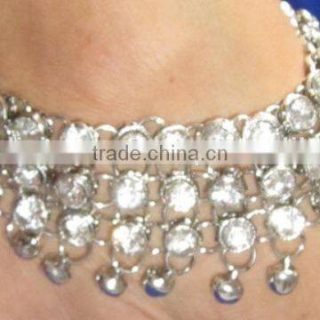 Broad PAYAL Anklets With Bells Pair Silver Tone photo-3