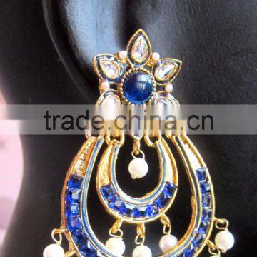 Gold Plated DANGLER Chand Bali Earrings photo-4