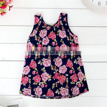 MGOO New Arrival Little Dress For Children Floral Print Cotton Sleeveless Straight Girl Dress 9085 photo-3