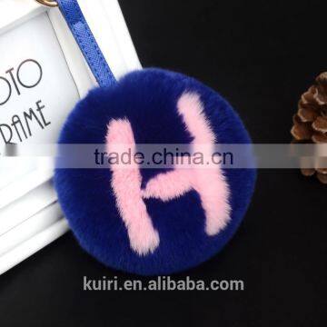 Factory Directly China Supplier Letter Pom Pom Ball Bag Accessory Fox/rabbit Fur Keychain photo-2