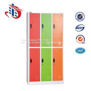 Customized colorful dressing room 6 door steel wardrobe staff lockers