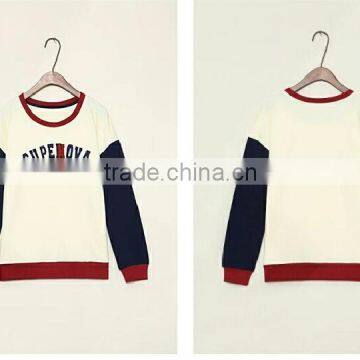 Women's Fleece Cotton Sweatshirt Contrast Color Hoodies