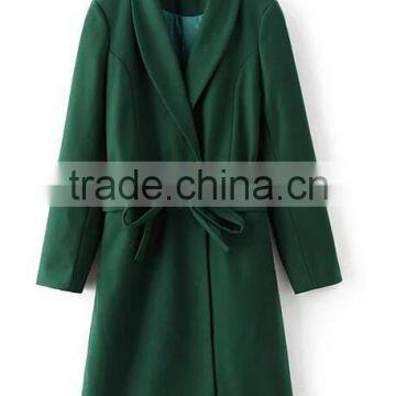 Runwaylover EY1018C Lady Trench Coat With Belt Black Long Women Coat photo-6