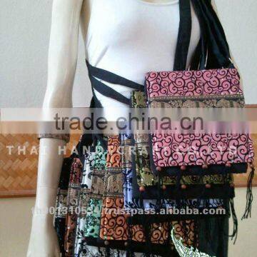 Thai Silk Embroidered Shoulder Bag / Evening Bag / Book Bag / Messenger Bag 014