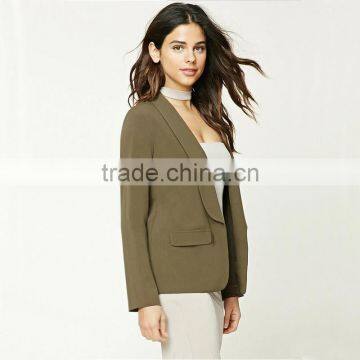 Ladies Office Open Front Dropped Lapels Longline Silhouette Blazer Coat