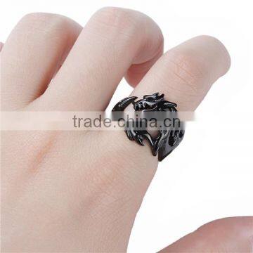 Titanium Steel Unadjustable Rings Black Dragon photo-3
