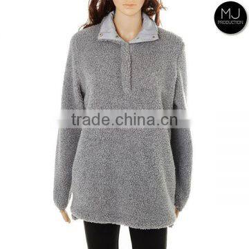 Monogram Long Sleeve Sweater Women Fleece Sherpa Pullover photo-2