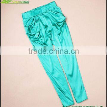 100% silk pants trousers wholesales silk design women colorful trousers design silk harem pants sports trousers GVGX0005