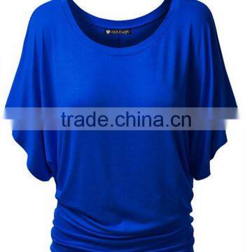 Women Shirt Summer Short Batwing Sleeve Solid Female Tops S6310012