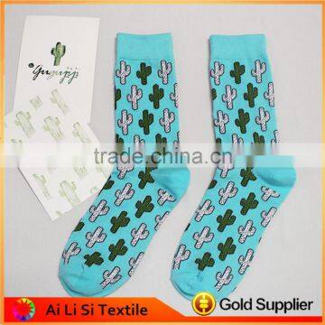 Novelty Cactus Black Grey Socks, Custom Design Your Own Socks