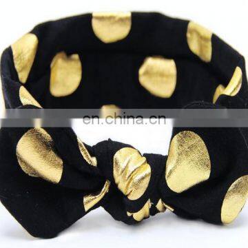 Gold Polka Dot Baby Twisted Headband Toddler Elastic Headband For Baby Shower Hairband