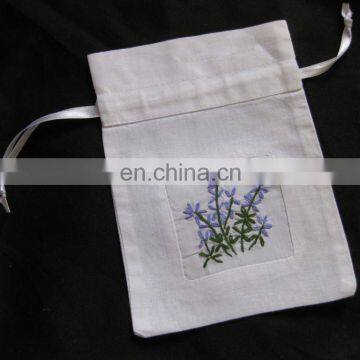 embroidery linen bags with drawstring