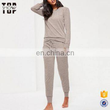 OEM factory dreamy grey lounge tracksuit ladies' home wear women pajamas set