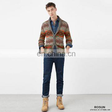 Mens Shawl collar jacquard Christmas cardigan sweater