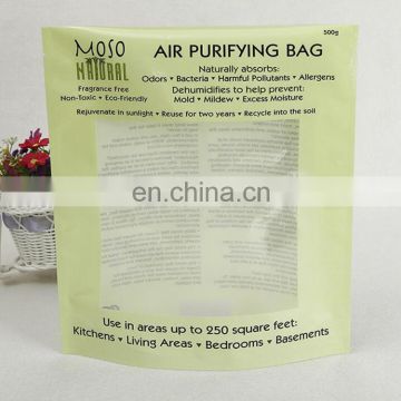 500g manufacturer customized air purifying bag stand up bag cosmetics bag with clear square window