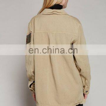 OEM Retro Army Style Cotton Shirt Jacket for Women photo-4