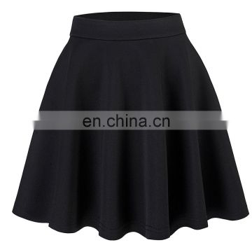 Kate Kasin Stock Womens Basic Black Stretchy Flared Skirt A-Line Skirt KK000665-1