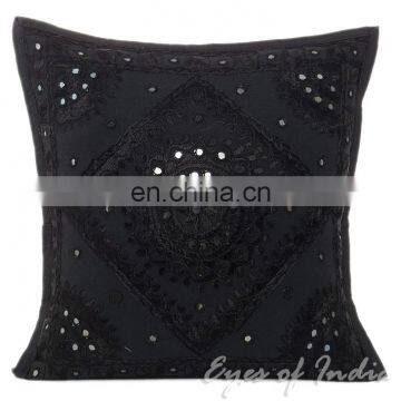 Black Mirror Embroidered Boho Decorative Pillow Bohemian Cushion Cover - 16, 20, 24"