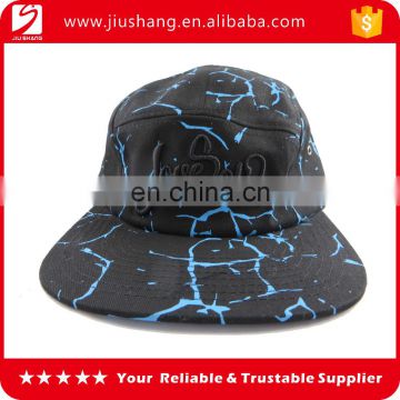 3D embroidery 5 panel black baseball cap covers