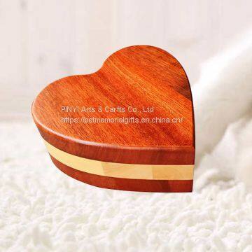 Heart Shaped Two Colors Wood Pet Cremation Ashes Urn Boxes