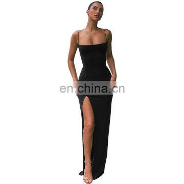 Hot Sale New Women's Sling Neck Slim Backless Sexy Split Dress