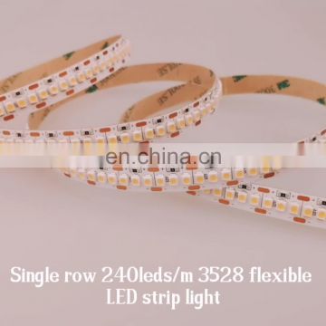 High quality 6-7lm/led dc 24v 240leds per meter smd 3528 warm white led strip