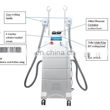 Cryolipolysis fat reduction machine with vacuum handle and radiodar RF for obesity treatment equipment