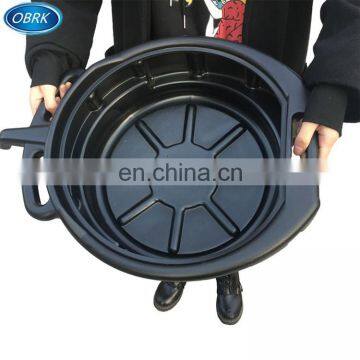 Portable waste oil collection drain pan for repairing car