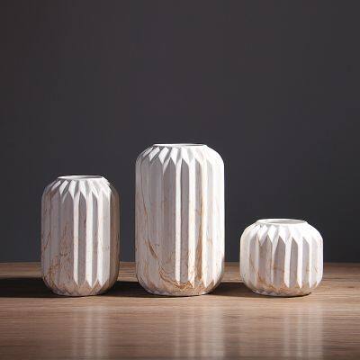 White Nordic Marble Creative Simple Ceramic Vase For Family Home Livling Room Decor photo-2