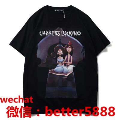 Supply Charlie Luciano tide brand CL dark fairy tale print round neck short-sleeved T-shirt first-hand source