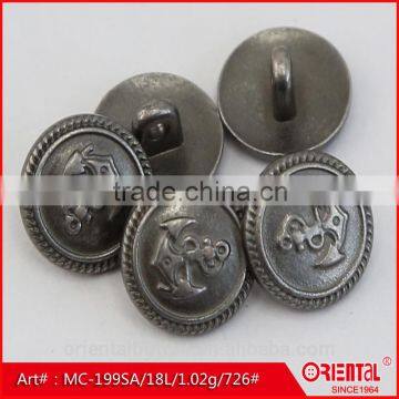 Anti-silver Anchor Logo Metal Shank Button photo-4