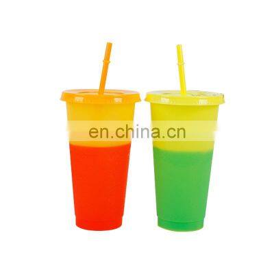 Reusable Plastic Color Changing Tumbler Cups Christmas Magic Bulk Plastic Mugs With Straw