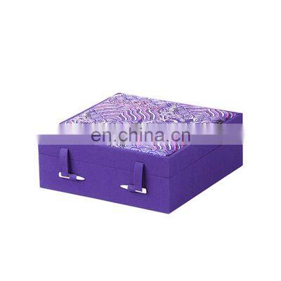 Valuable Purple Velvet Decorative Storage Cardboard Boxes With Lids Nesting Gift Boxes for Fragile Products Chinaware Keepsake