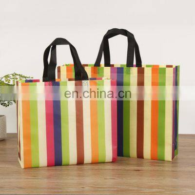 Custom design no woven glossy laminated trolley shopping  pp bag custom shopping tote bags logo printed